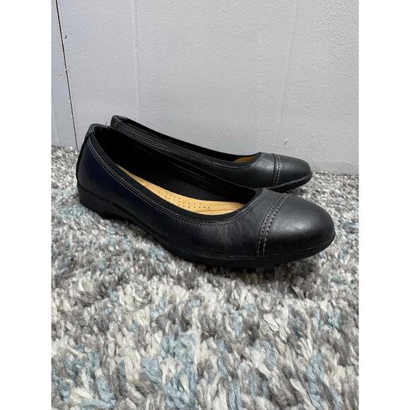 Clarks Shoes Womens 8.5 Meadow Opal Ballet Flat Cap Toe Leather Comfort Sensible - Picture 2 of 10